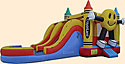 Happy Face 2 Lane Slide Wet/Dry Combo Bounce House