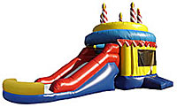 Birthday Cake Wet/Dry Inflatable Bounce House Slide Combo Bounce House